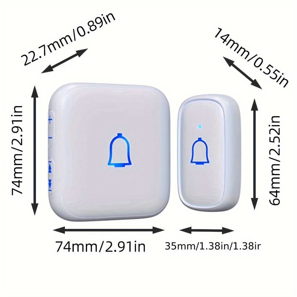 Wireless Doorbell Chime Kit with 1 Button and 2 Chimes, 56 Melodies, 7 Volume Levels and Mute Mode, Listed 1000ft Range for Home and Office