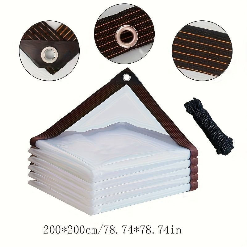 Clear Outdoor Tarp with Listed 15mil Thickness and 78.74 × 157.48-Inch Size, Transparent Cover for Suitable Garden, Patio, Porch and Camping Applications