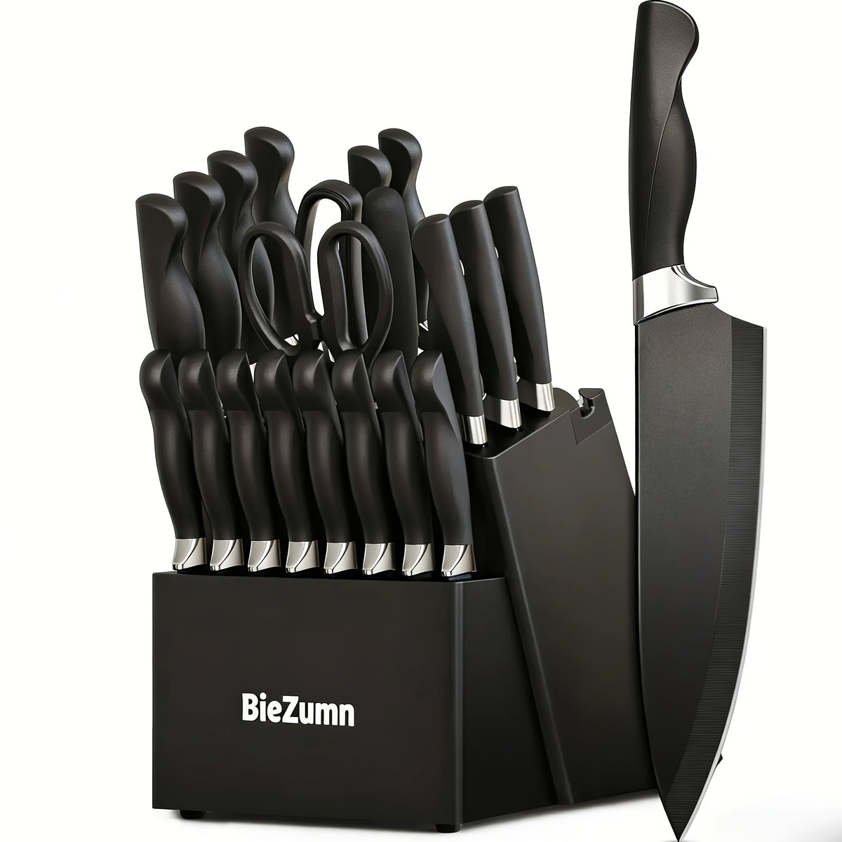 Black Cooking Knife Set with Fruit Knife Small Set or Stainless Steel Kitchen Large Set Options for Slicing, Dicing and Everyday Home Meal Preparation