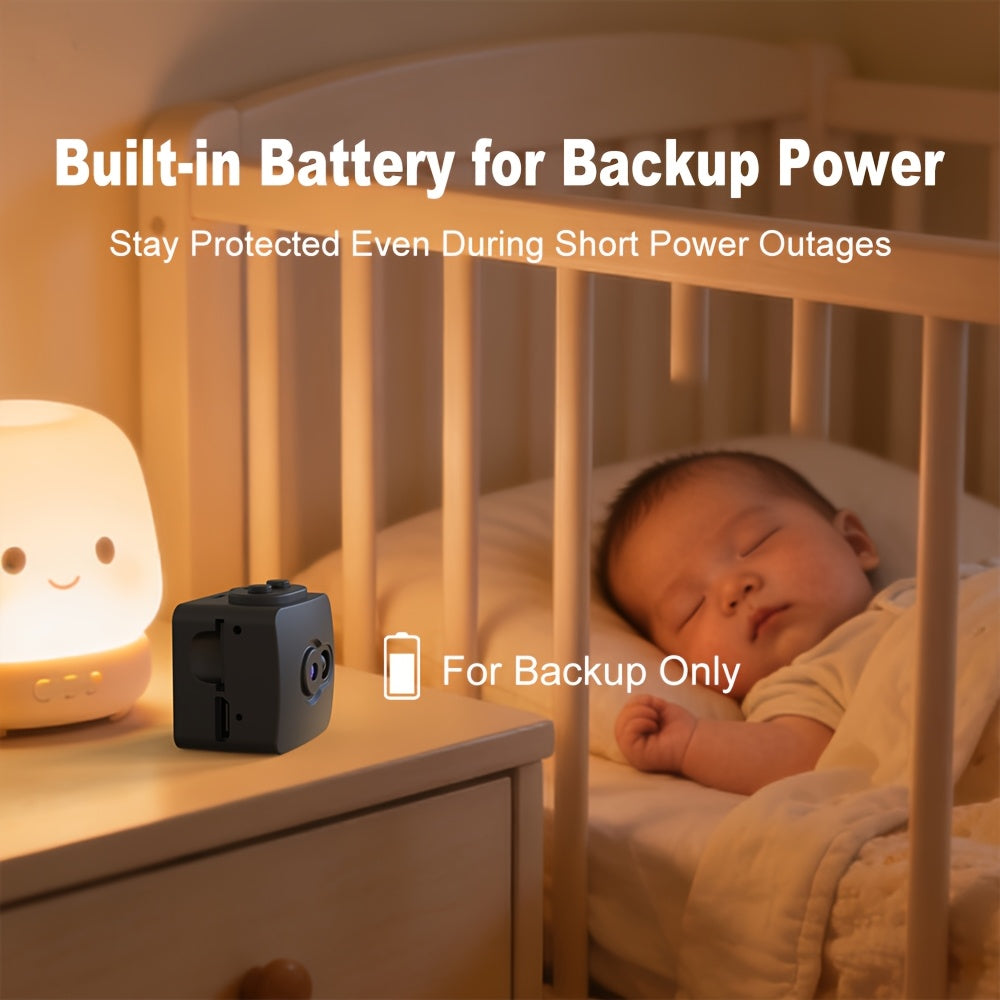 Mini Indoor Security Camera Q7 with Listed 720P Video, Night Vision, Motion Detection and USB Power, One-Piece Plus 32G Option for No-WiFi Home Monitoring