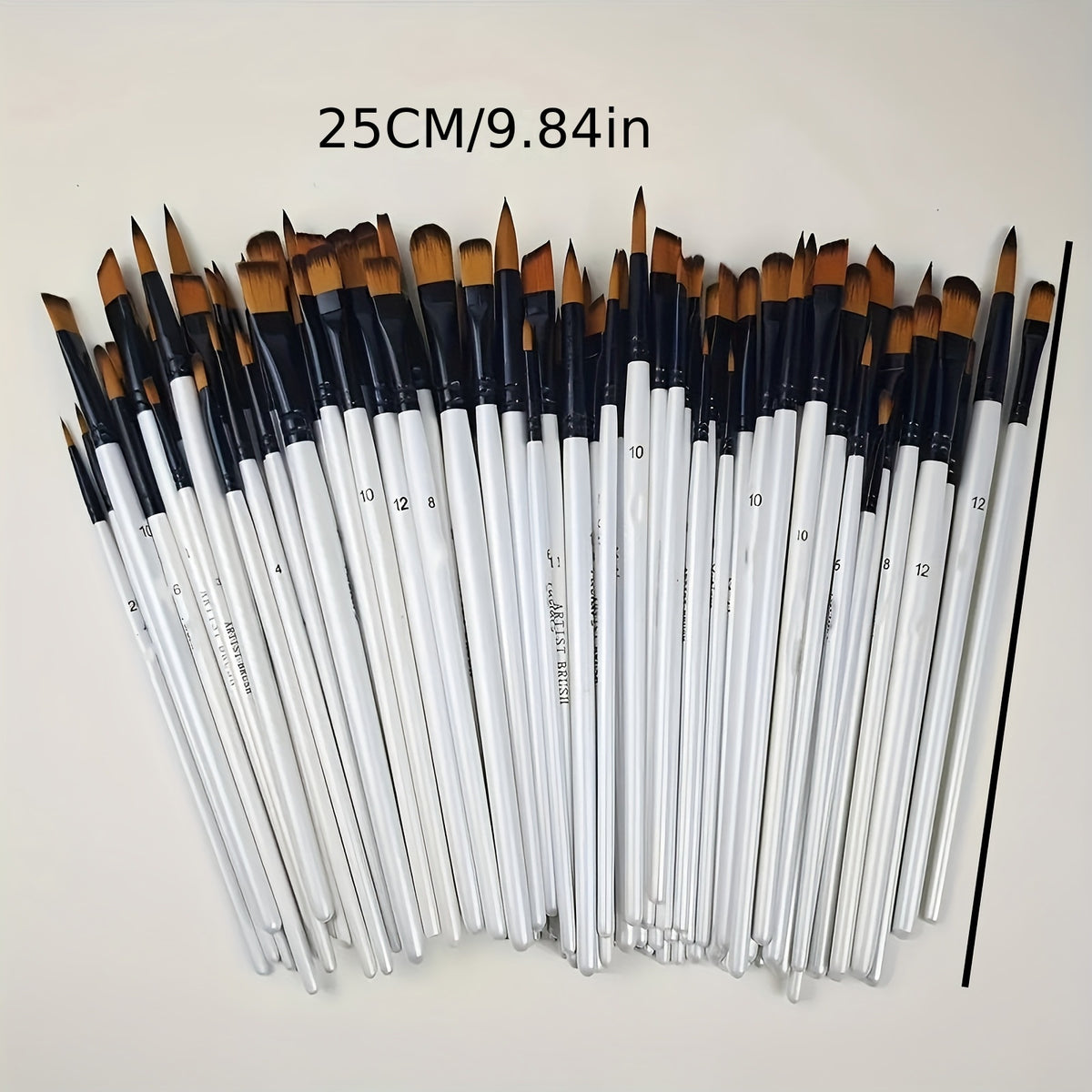 Artist Paint Brush Set 48 Pieces with Nylon Bristles and Wooden Handles, Listed Round, Filbert, Flat and Angled Tips for Watercolor, Oil Painting and Creative DIY Crafts