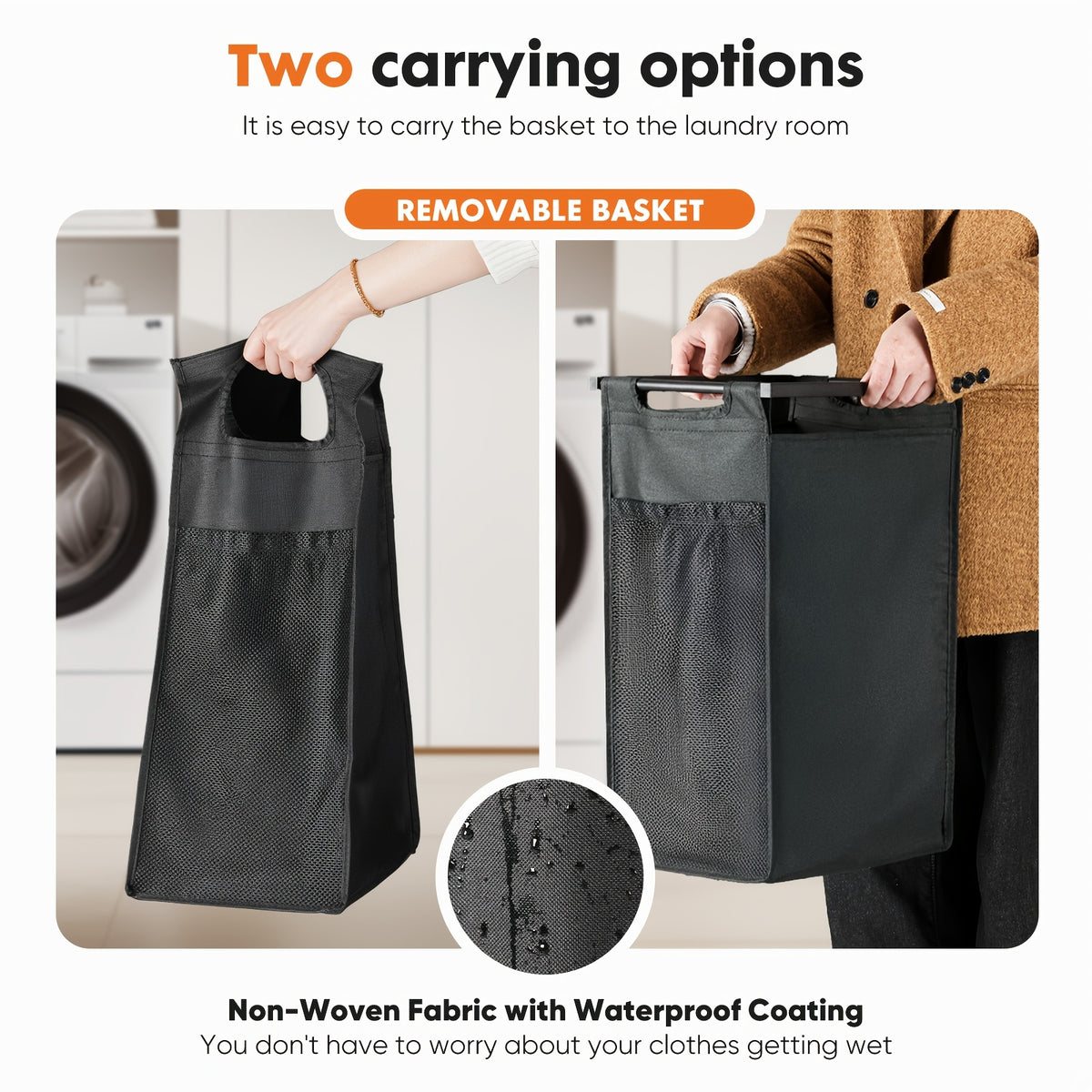 Rolling Laundry Sorter Cart with Pull-Out Removable Bags and Lockable Wheels for Bedroom, Bathroom and Laundry Room, 20 to 44 Inch Model Options
