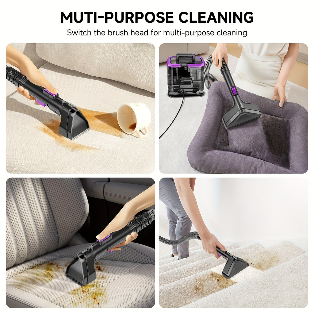Upholstery Cleaner Machine, Portable Carpet Spot Cleaner with 30Kpa Suction and Dual-Size Brush Head for Pet Stains, Couch, Stairs and Car Seats