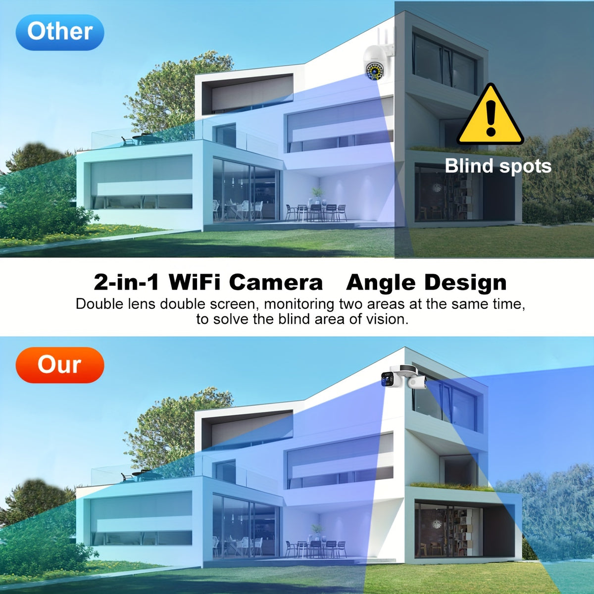 Xparkin WiFi Security Camera YH-A40S with Listed 5MP Dual-Lens PTZ, Full Color Night Vision, AI Motion Detection and Sound Alerts for Home Monitoring