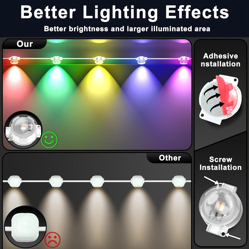 Permanent RGB Outdoor Lights with Listed 400ft Length, LED Eaves Lighting with App and Remote Control for Christmas, Holiday and Everyday House Accent Decor