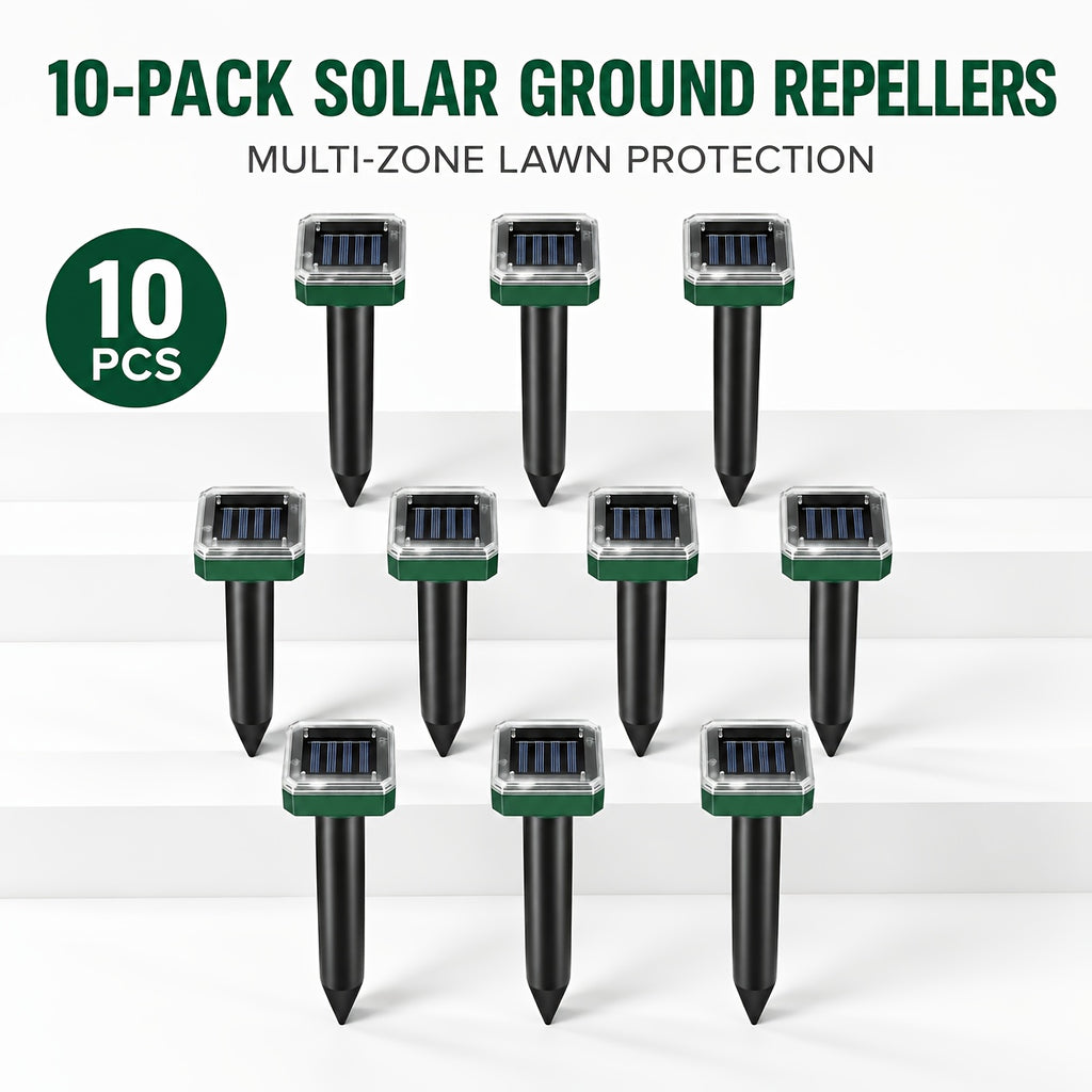 Solar Garden Rodent Repeller with Listed Sound and Vibration Functions, Outdoor Yard Deterrent in Round, Hexagonal and Multi-Pack Options for Lawn Care