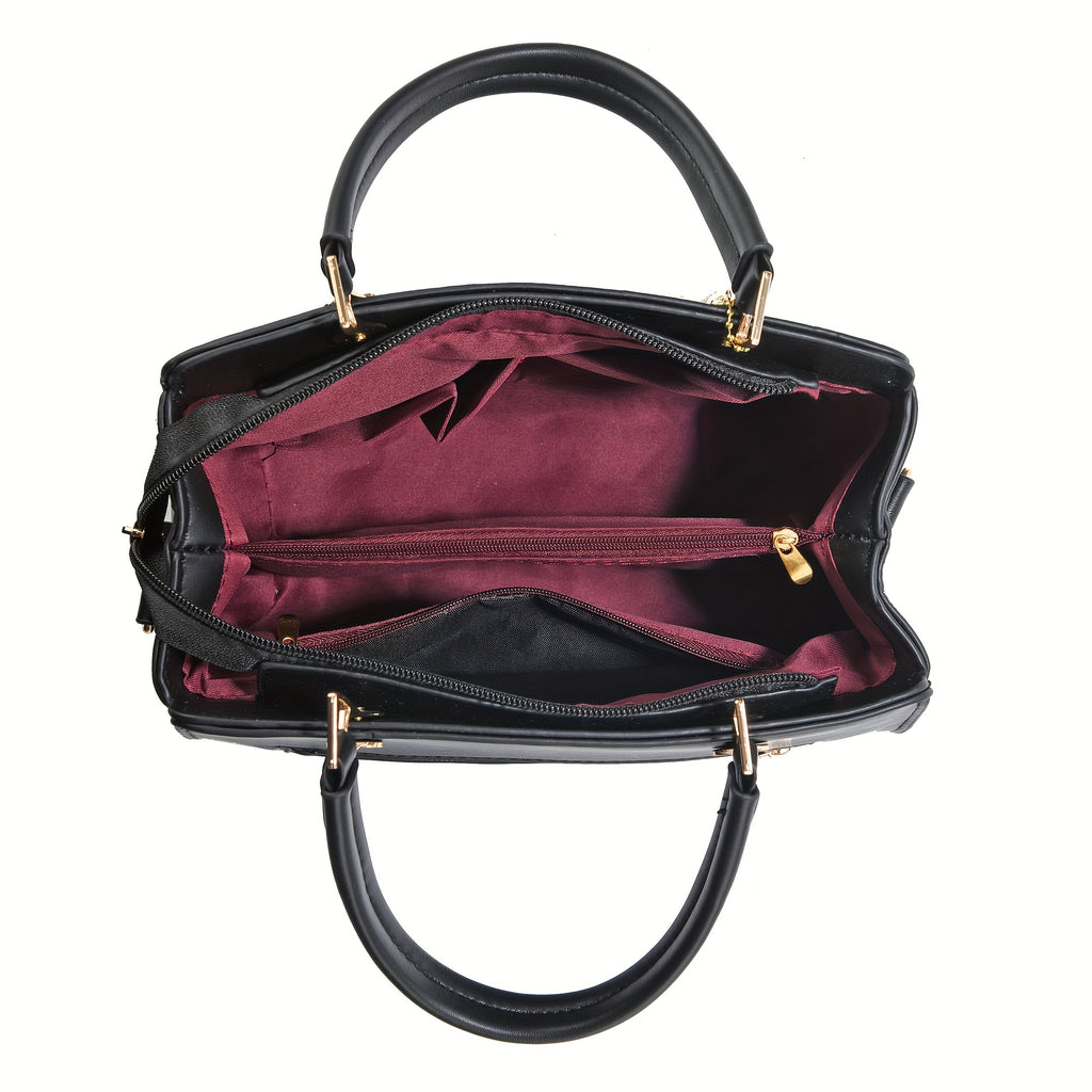 Small Top-Handle Satchel Bag for Women with Pendant, Crossbody and Shoulder Purse in Seven Listed Color and Floral Options for Everyday Outings