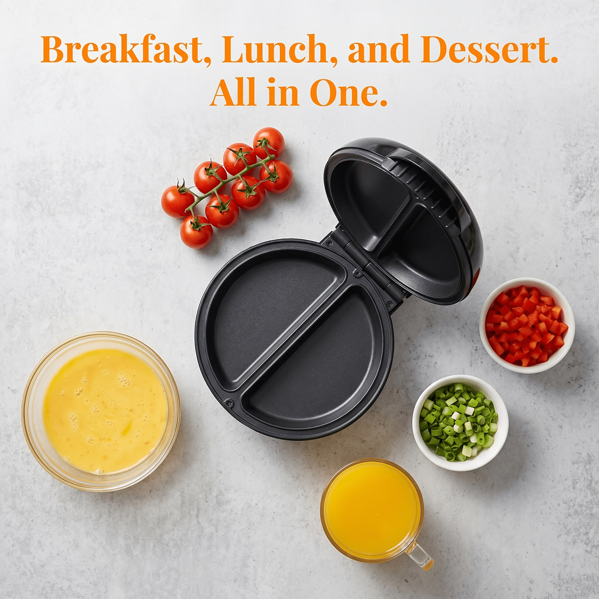 Electric Omelet Maker with Dual 6.5-Inch Nonstick Pans, Black Double-Sided Flip Cooker for Pancakes, Frittatas, Crepes and Homemade Breakfasts