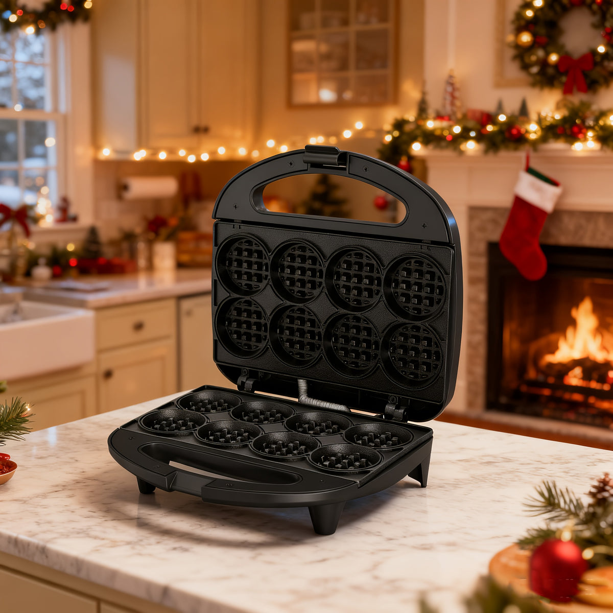 Pizzelle Maker Electric Cookie Baker with Listed Nonstick Surface and Two Capacity Label Options for Homemade Breakfast Treats, Snacks and Dessert Preparation