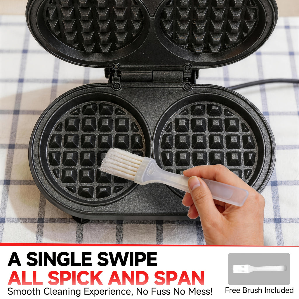 Double Mini Waffle Maker in Graphite, Listed 4-Inch Nonstick Waffle Iron and Chaffle Maker for Home Breakfasts, Brunch, Snacks and Dessert Preparation