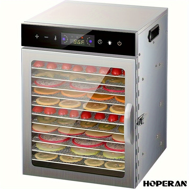 12-Tray Food Dehydrator, 800W Stainless Steel Food Dryer with 24-Hour Digital Timer and Adjustable Temperature for Fruit, Herbs, Vegetables and Jerky