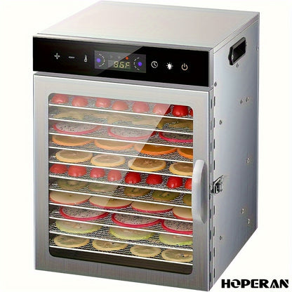 12-Tray Food Dehydrator, 800W Stainless Steel Food Dryer with 24-Hour Digital Timer and Adjustable Temperature for Fruit, Herbs, Vegetables and Jerky