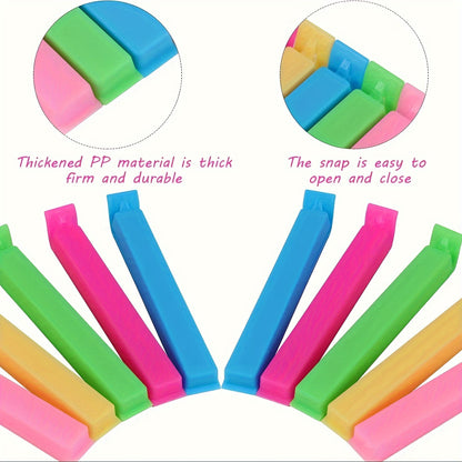 Reusable Plastic Food Bag Clips in Random Colors, 10, 20 or 30 Piece Packs for Compatible Snack Packages, Pantry Storage and Everyday Kitchen Organization
