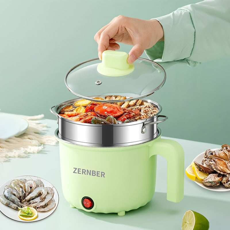 Triple-Power Electric Cooking Pot with Listed Nonstick Coating, ZERNBER 60.87oz A or B Model Labels for Compatible Hot Pot, Soup, Ramen and Kitchen Meal Preparation