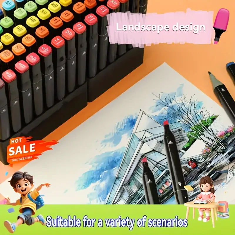 169-Piece Art Marker Assortment with Dual-Tip Drawing Pens for Adult Sketching, Illustration, Animation Design, Highlighting and Creative Drafting