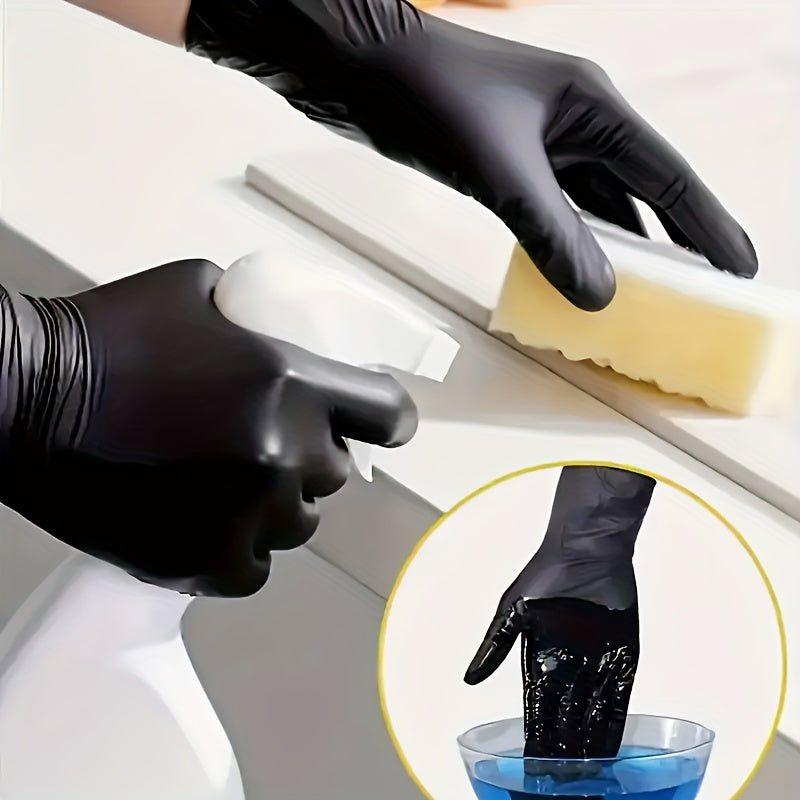 Black Nitrile Cleaning Gloves in a 30-Piece Pack, Lightweight Disposable Household Gloves with S, M, L and XL Options for Kitchen Cleanup and Home Tasks