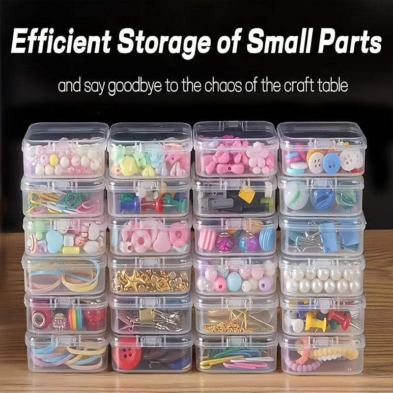 Small Parts Storage Box Set with 30 Mini Containers and One Large Box, 31-Piece Clear Rectangular Plastic Organizer for Beads, Jewelry and Craft Accessories