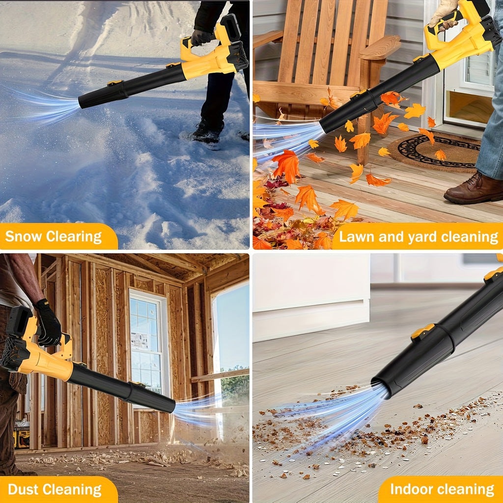 Three-Tube Cordless Leaf Blower Kit with Listed Six Speeds, 580CFM and 160MPH Claims, Yellow One- or Two-Battery and Red Two-Battery Options for Yard Cleanup