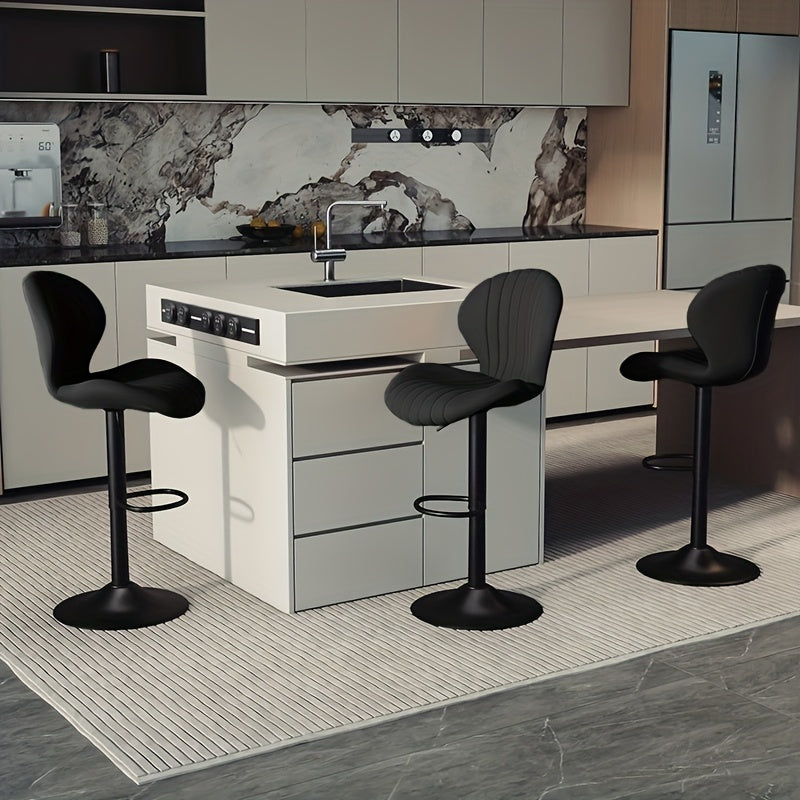 High Back Swivel Bar Stools with Adjustable Upholstered Seats for Kitchen Island, Home Bar and Dining Room, Sets of 1, 2, 3 or 4 in Five Colors