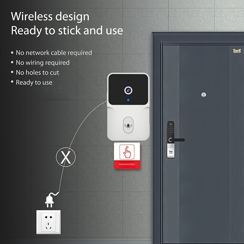 Tuya Smart WiFi Doorbell Camera, Rechargeable Wireless Video Doorbell with Night Vision, Voice Change, Two-Way Calls and Photo Recording for Home Entry