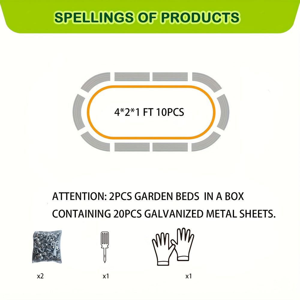 Galvanized Raised Garden Bed Kit Two-Pack, Oval Metal Outdoor Planter Boxes for Vegetable Growing, Backyard Planting and Home Garden Layouts