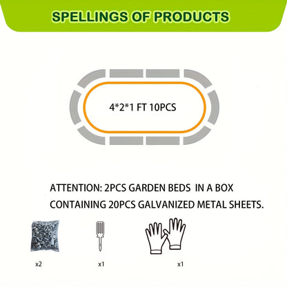 Galvanized Raised Garden Bed Kit Two-Pack, Oval Metal Outdoor Planter Boxes for Vegetable Growing, Backyard Planting and Home Garden Layouts