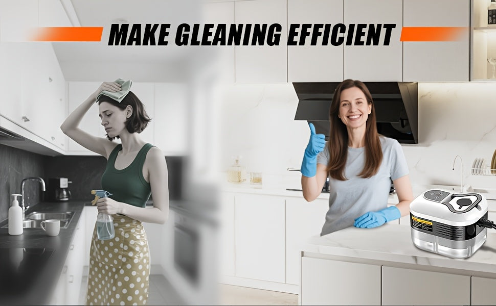 Steam Cleaner with Three Brush Heads, Portable High-Pressure Cleaning Machine in White Upgrade for Compatible Kitchen Surfaces, Bathroom Tile and Grout