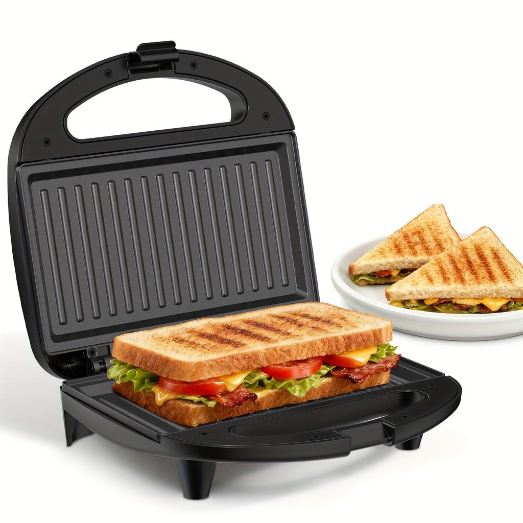 750W Sandwich Maker with Indicator Lights and Cool-Touch Handle, ABS07 Grill-Plate or Waffle-Plate Model Options for Grilled Cheese and Home Breakfast Preparation