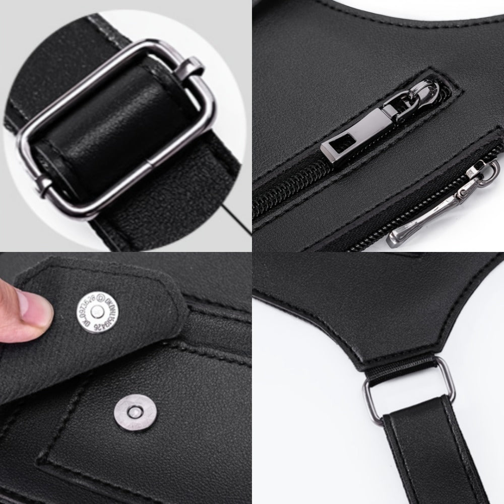 Men's Underarm Strap Bag in Black with Retro Styling for Everyday Phone Carry, Outdoor Walks, Cycling and Hiking Gift Ideas for Boyfriend or Father