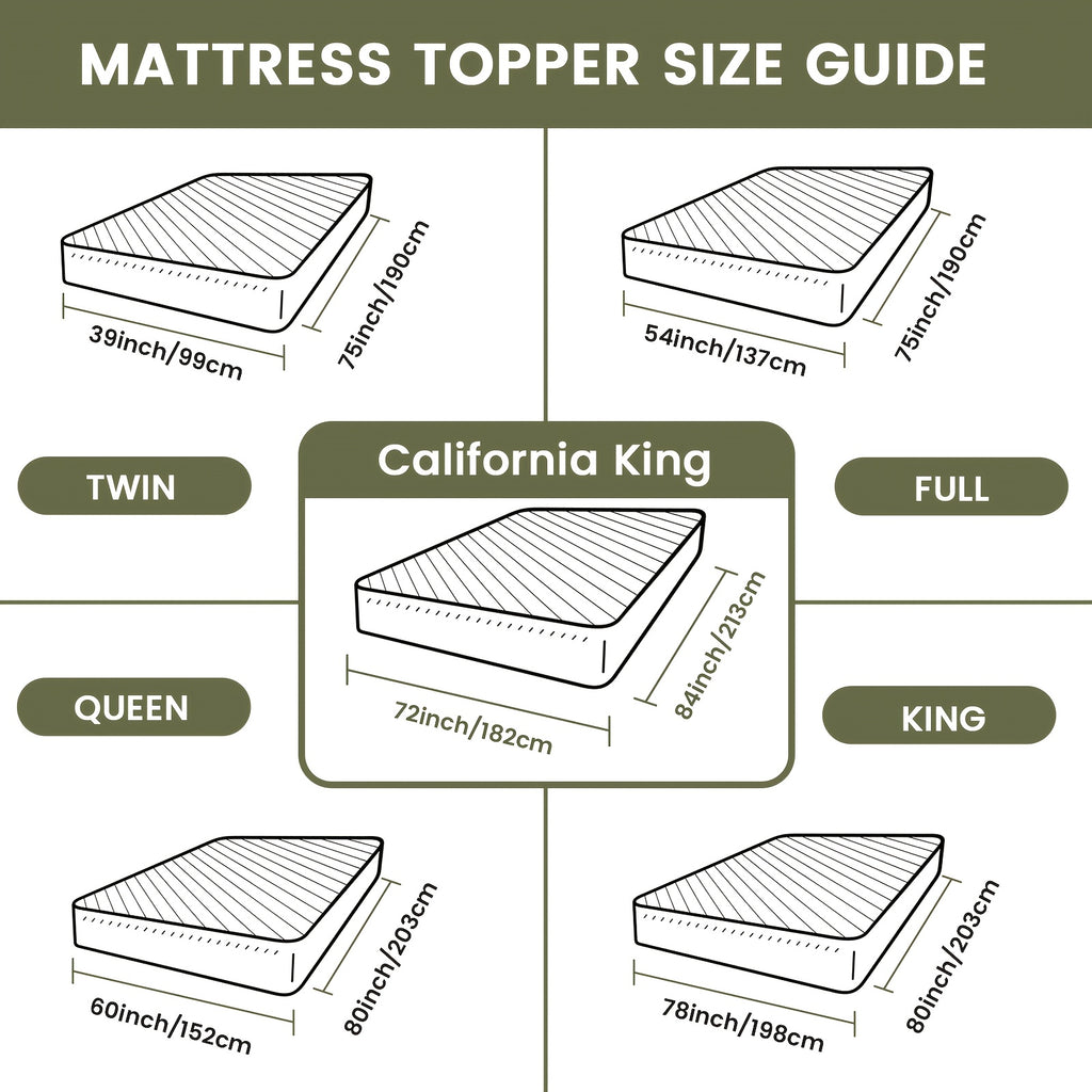 Mattress Pad with Microfiber Cover, Soft Breathable Pillow Top and Deep Pocket Design, Machine Washable Bedding in Twin to California King Sizes