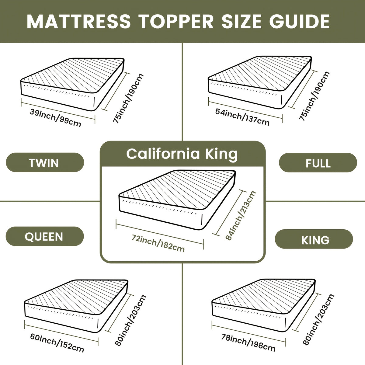Mattress Pad with Microfiber Cover, Soft Breathable Pillow Top and Deep Pocket Design, Machine Washable Bedding in Twin to California King Sizes