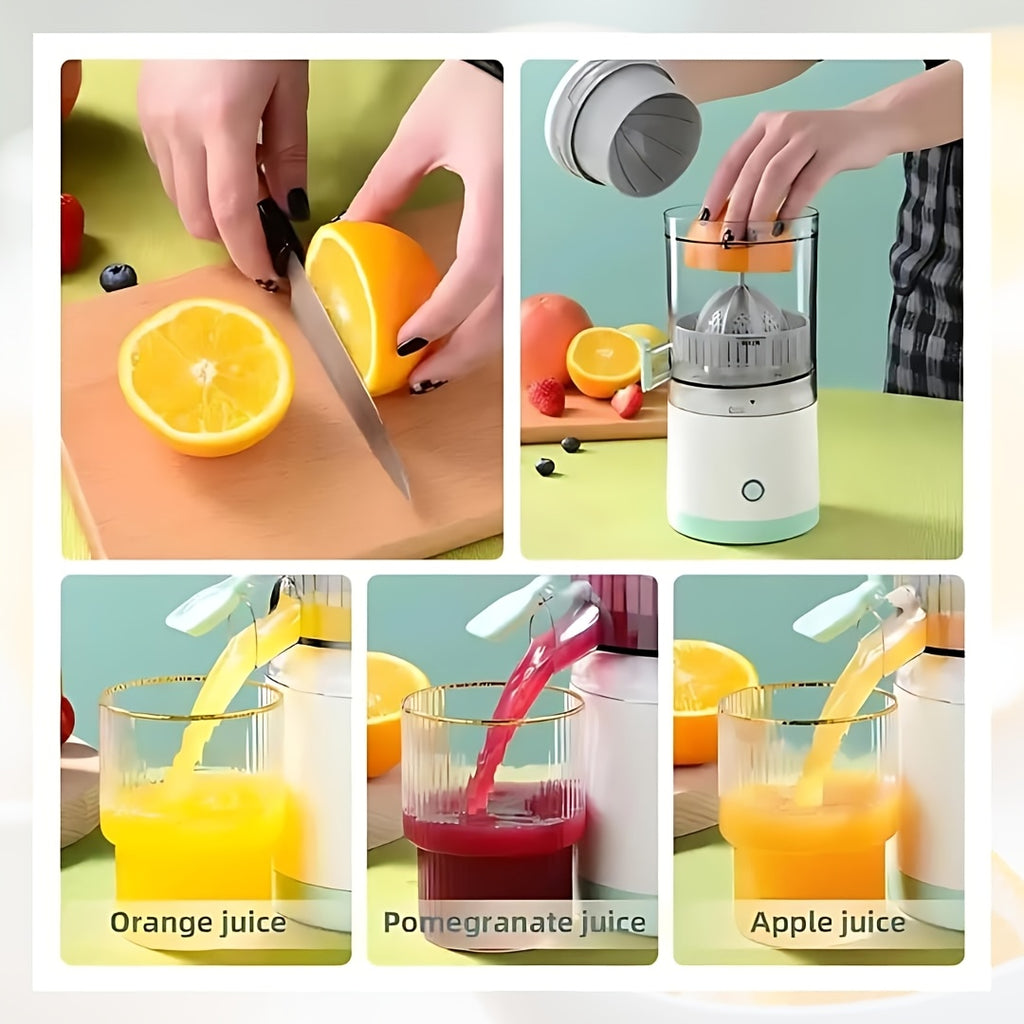 USB Rechargeable Electric Citrus Juicer, Portable Automatic Juicer for Oranges, Lemons, Grapefruits and Kiwi, Cordless Kitchen Gadget with 2 Cleaning Brushes for Fresh Juice at Home, Office and Travel