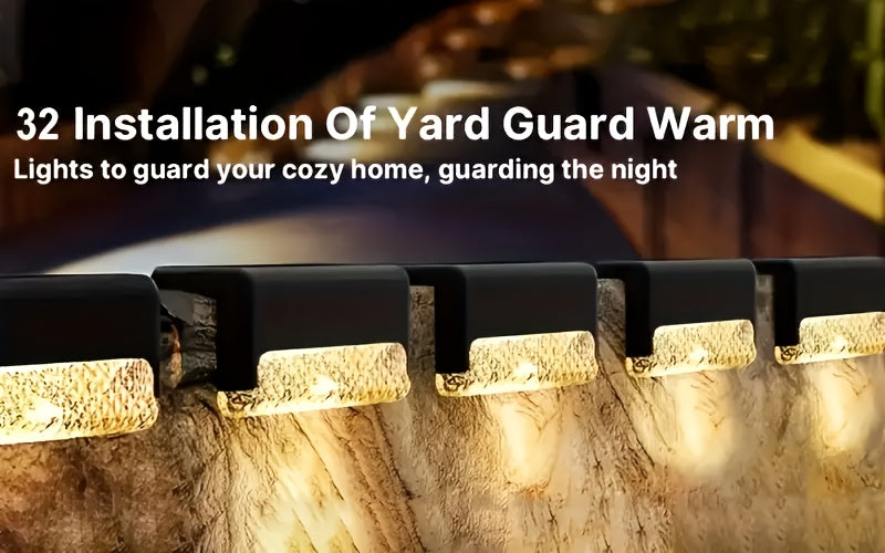 Solar Deck Accent Lights with Automatic Dusk-to-Dawn Switching, 16 or 32 Piece LED Packs in Black, White or Brown for Outdoor Steps, Fences and Patios