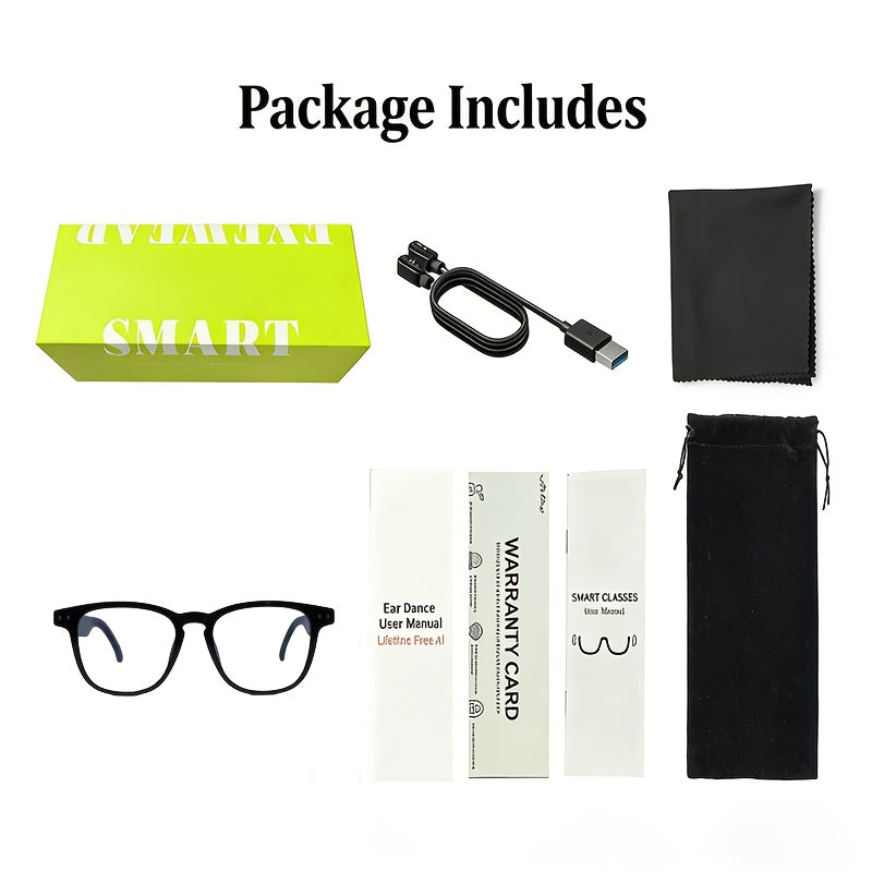 164-Language Smart Translation Glasses with Music Playback, Phone Calls and AI Voice Assistant, Unisex Audio Eyewear for Travel and Everyday Conversations