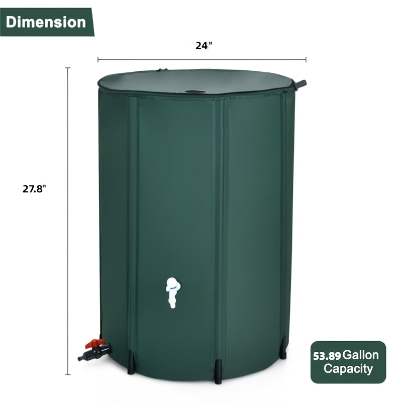 Rain Barrel Water Collection Tank with Multiple Listed Capacities, Plastic Garden Water Storage Container in Black or Green for Backyard Watering and Lawn Care