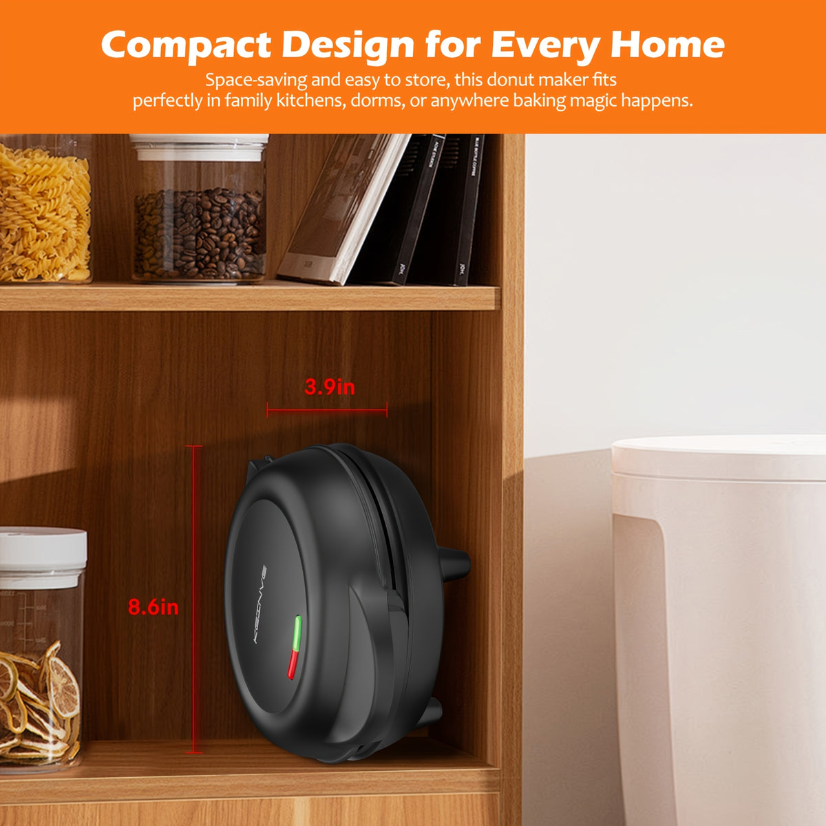 Mini Donut Maker with 7 Slots and Nonstick Cooking Plates for Homemade Breakfast Treats, After-School Snacks, Family Desserts and Decorating Fun