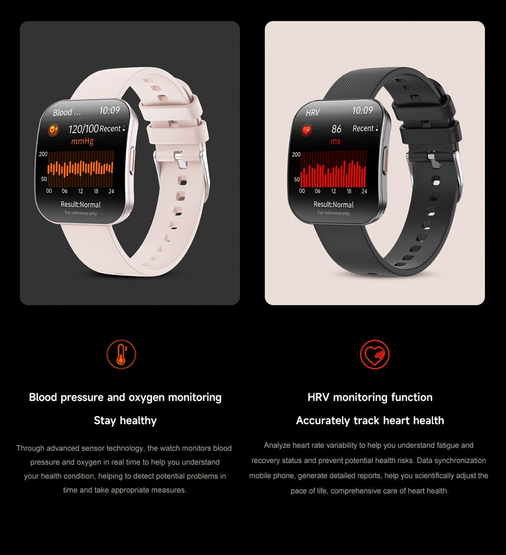 Curved Touchscreen Smart Watch, 1.85-Inch Calling Watch with Message Reminders, Multiple Sports Modes, Camera and Music Controls for iPhone and Android