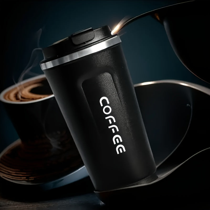 Vacuum Insulated Travel Mug, Black 510ml Stainless Steel Coffee Tumbler with Double-Wall Construction for Reusable Tea and Everyday Office Drink Routines