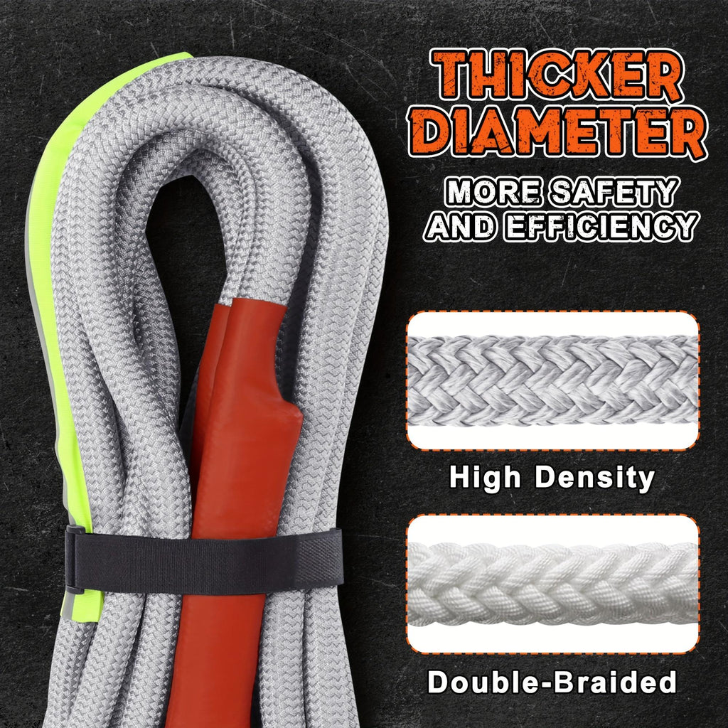 Polyester Recovery Tow Strap in Multiple Length Options, Static Vehicle Strap with Listed D-Ring Shackles, Reflective Flag and Storage Bag Accessories