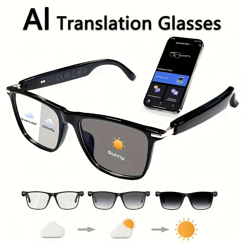 Audio Translation Glasses with 160-Language Real-Time Translation, GPT Chat Features, Built-In Microphone and Speaker, Music Playback and Hands-Free Calls