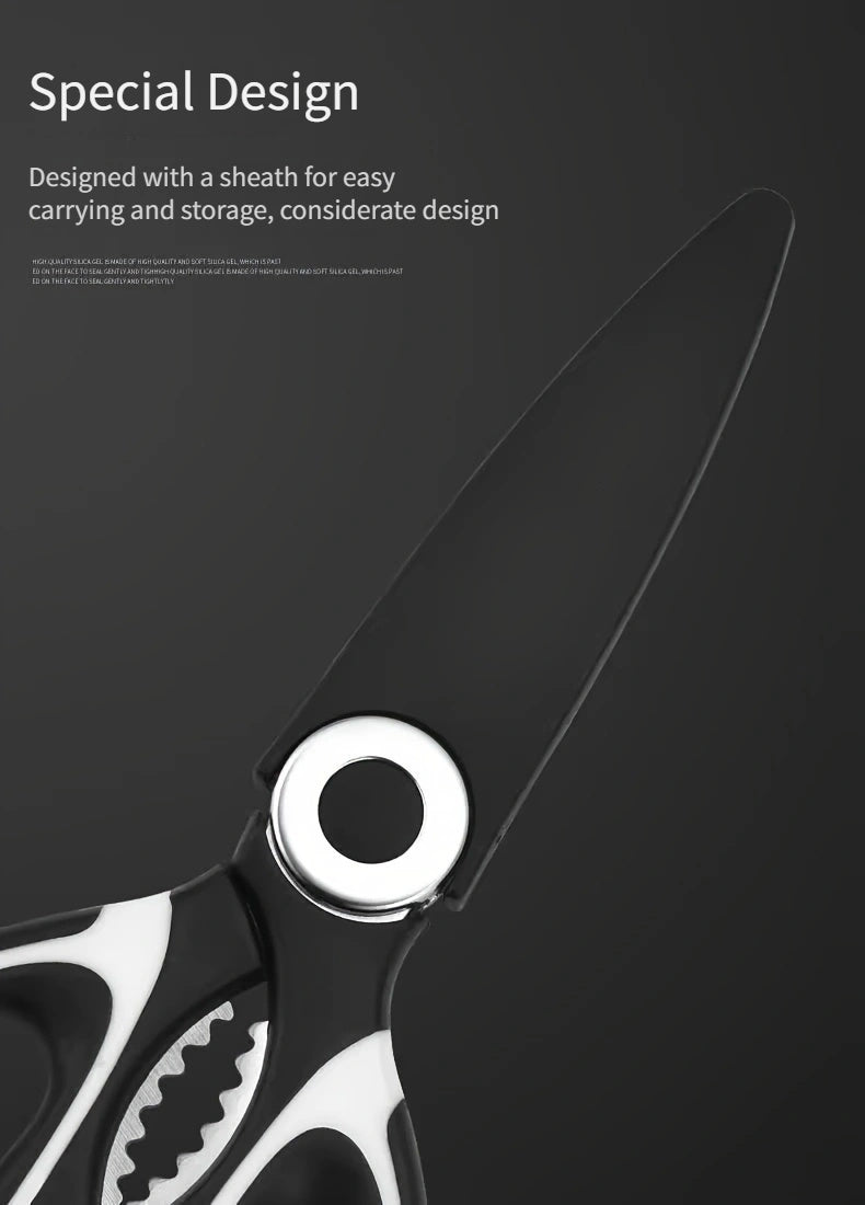 Multifunctional Poultry Shears with Stainless Steel Blades and Ergonomic Handle, Single Pair of Kitchen Scissors for Chicken, Duck, Fish and BBQ Meal Preparation