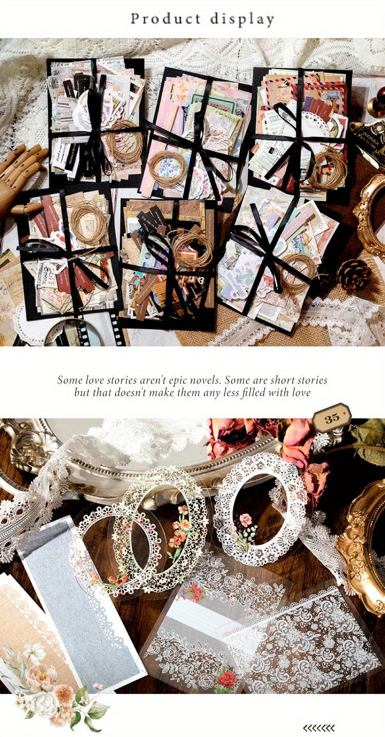 Scrapbook Paper Craft Set with Black Ribbon and Listed Uncoated Textured Sheets for Personalized Journals, Memory Pages, Gift Wrapping and Decorative Explosion Box Projects