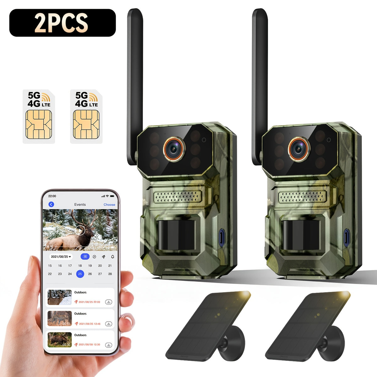 Farm Solar Trail Camera for Orchard and Livestock Monitoring with 125° Wide-Angle View, Listed 20W Solar Panel, 6000mAh Battery and Mounting Straps