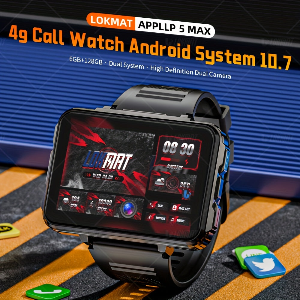 Smart Watch Phone LOKMAT APPLL 5 MAX with 2.4-Inch TFT Display, Dual Cameras and Flashlight, Black 4GB RAM 64GB or 6GB RAM 128GB Storage Options