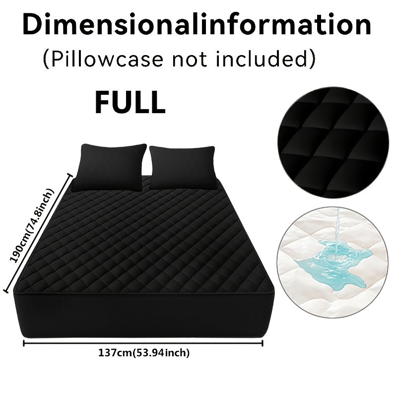 Fitted Mattress Protector with Listed 9–15 Inch Pocket Range, Single Solid-Color Bed Cover in Twin, Full, Queen and King Sizes with Nine Color Labels