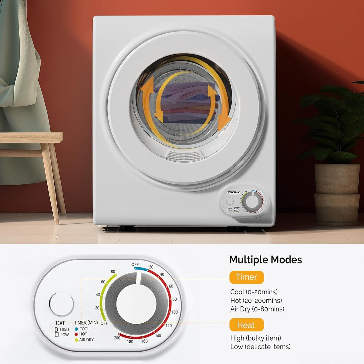 Washer and Dryer Combo, Compact Wash & Dry Laundry Set, Stainless Steel Tub, Smart Control, Low Noise, Wall-Mountable, for Apartment, Dorm, RV & Small Space