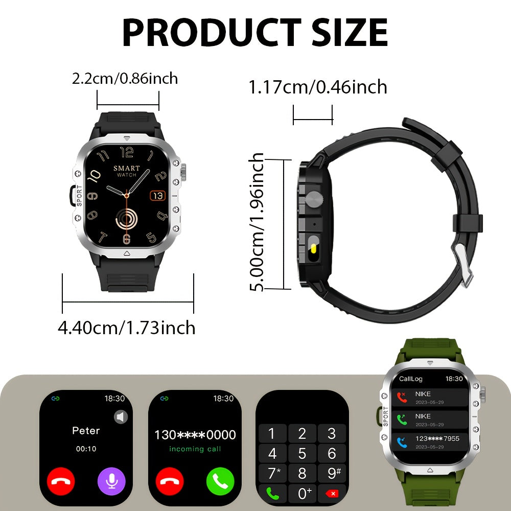LAXASFIT Smart Watch for Men and Women, 2.01-Inch Display with Wireless Calling, Flashlight, Music Control, Silicone Band & USB Charging