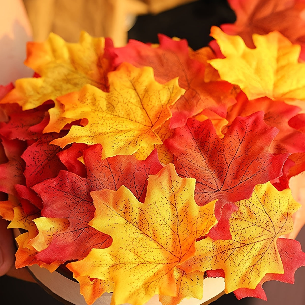 Artificial Maple Leaves for Fall Table Decor and DIY Wreath Crafts, Listed 3.14-Inch Decorative Leaves in Green and Mixed-Color Bundle Options