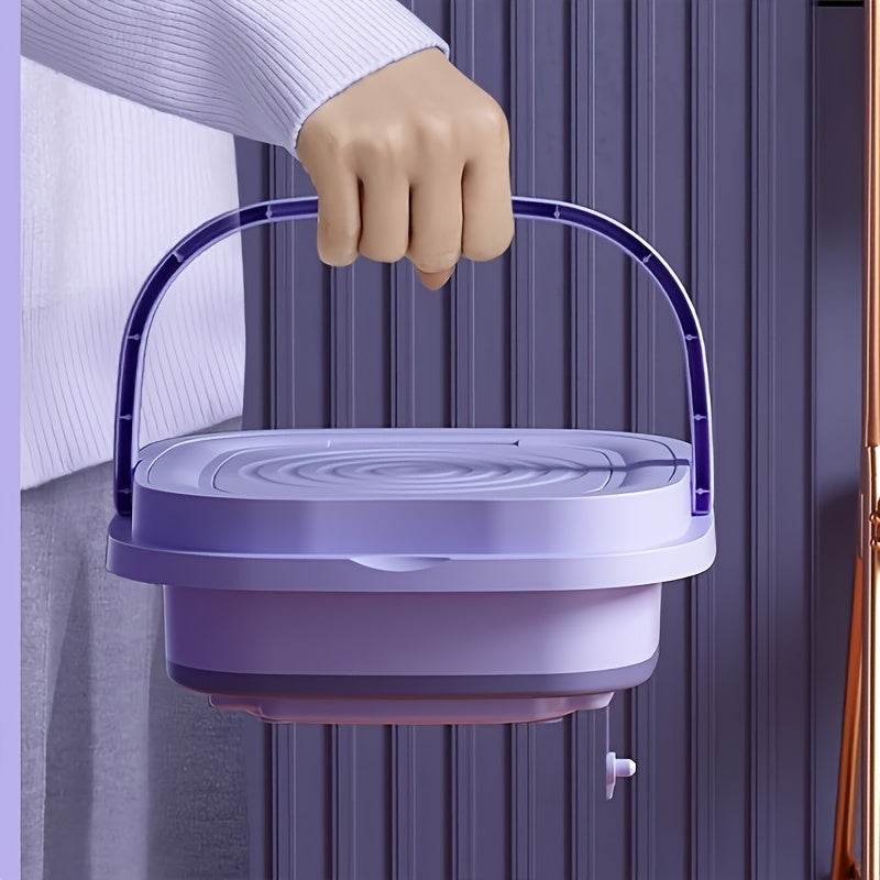 Collapsible Mini Laundry Washer, Purple Foldable Washing Machine with Listed 2.11gal Volume, 3 Modes and Soft Spin Function for Suitable Small Garments