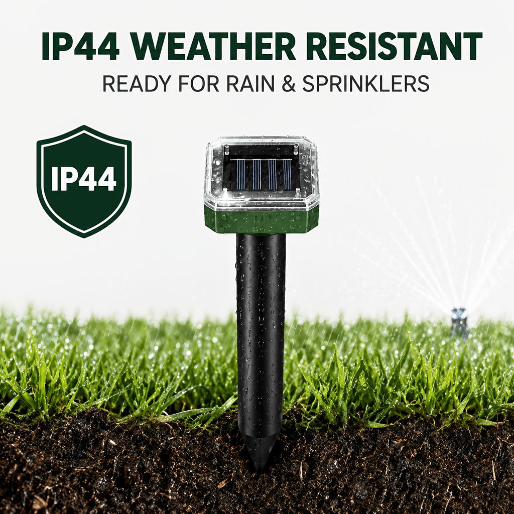 Solar Garden Rodent Repeller with Listed Sound and Vibration Functions, Outdoor Yard Deterrent in Round, Hexagonal and Multi-Pack Options for Lawn Care